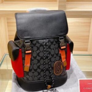 coach black red rivington colorblock unisex backpack with dustcover 060
