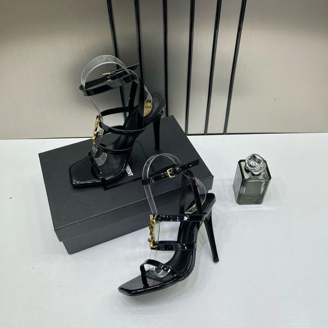 ysl cassandra multi strap patent leather stiletto sandal black with og box & carry bag 718 3 ysl cassandra multi strap patent leather stiletto sandal black with og box & carry bag 718 3