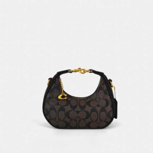 coach small jonie 22 half moon leather shoulder bag in signature apricot coffee 2088