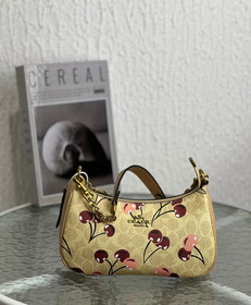 coach teri shoulder bag signature canvas cherry print flower rice with og box dust cover carry bag 88075