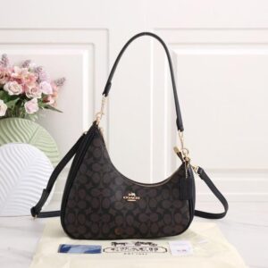coach twisted teri shoulder bag signature canvas with og box carry bag cb102 coffee black
