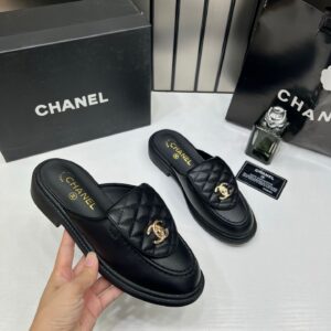 chanel lambskin quilted cc turnlock mules black with og box carry bag 21 4 black