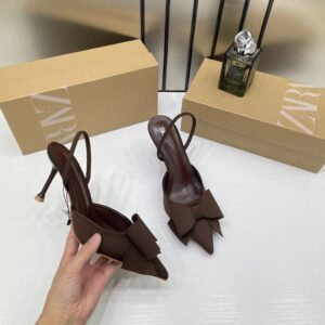 zara women brown pu bow detail high heeled mules with og box brown 6528 5