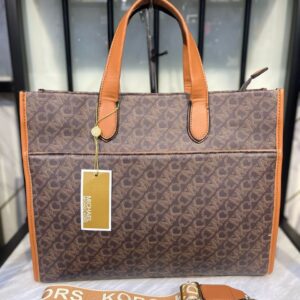 michael kors gigi mk large empire signature logo tote with dust bag coffee brown 10087