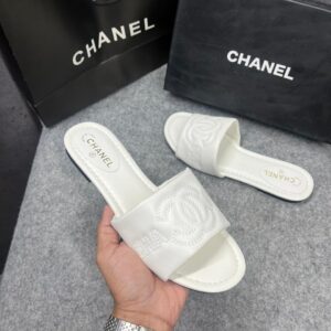chanel lambskin quilted cc platform mules apricot white with og box carry bag 21p