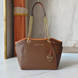 michael kors jet set travel chain shoulder tote bag witch dust bag (70199 brown)
