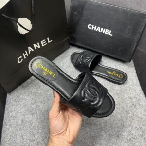 chanel lambskin quilted cc platform mules black with og box carry bag 21p