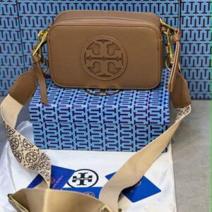 tory burch miller crossbody camera bag brown with og box & dust bag 3300 brown