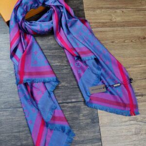 louis vuitton blue pink monogram stripe design elegant scarf pashmina cotton with polythene