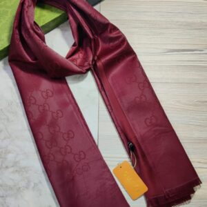 gucci wine red gg monogram logo luxury cotton pashmina scarf with polythene