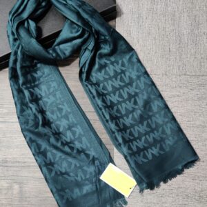 michael kors teal green tonal mk monogram logo luxury cotton pashmina scarf with polythene