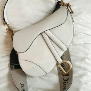 christian dio.r saddle bag white leather with og box dust bag white 1806 white beige