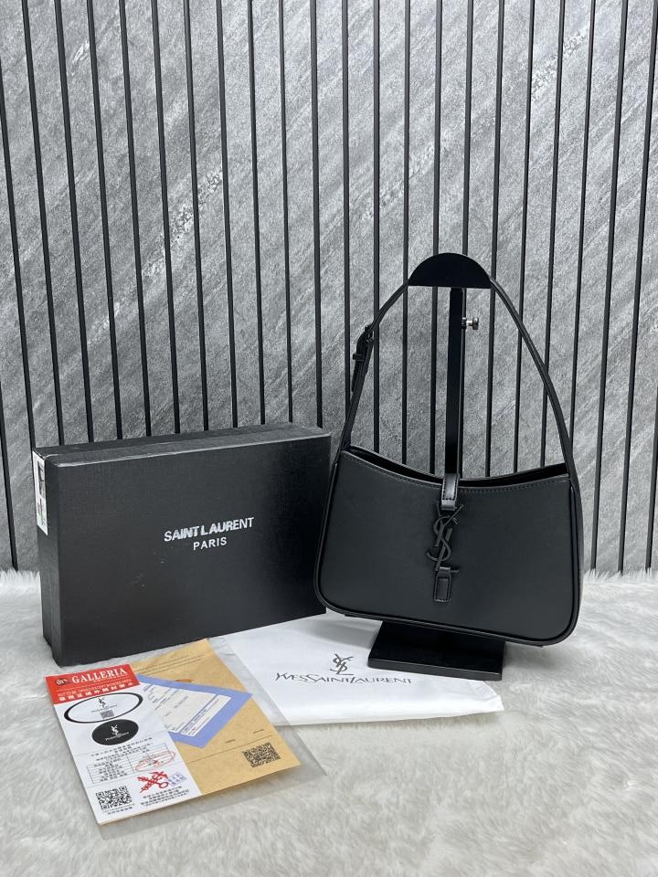ysl saint laurent hobo all black leather shoulder bag with og box & dust bag 6030 black ysl saint laurent hobo all black leather shoulder bag with og box & dust bag 6030 black