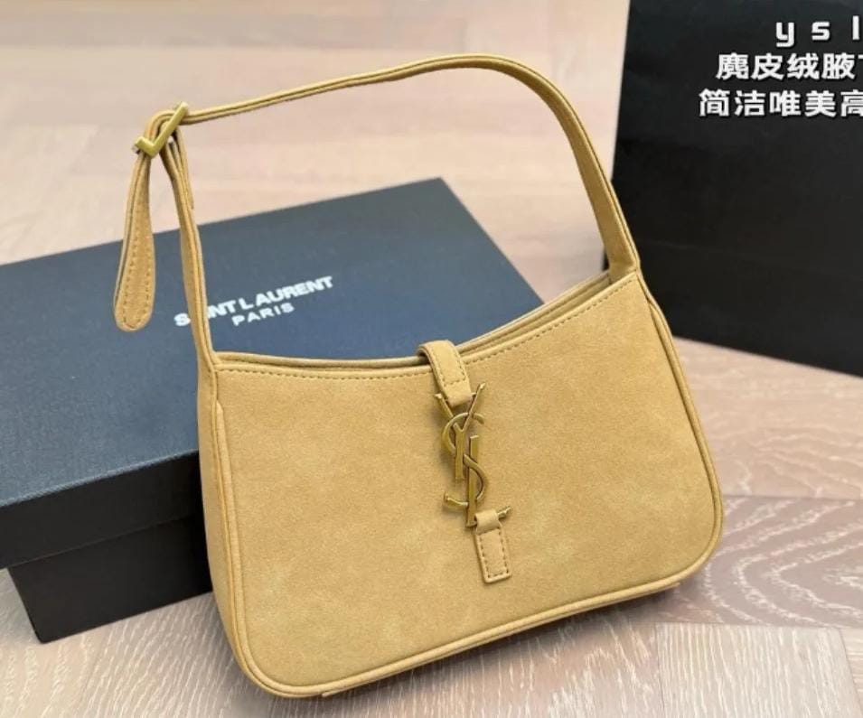 ysl saint laurent hobo khakhi gold leather shoulder bag with og box & dust bag 6030 velvel khakhi ysl saint laurent hobo khakhi gold leather shoulder bag with og box & dust bag 6030 velvel khakhi