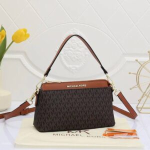 michael kors jet set large logo crossbody bag with dust cover & carry bag 1685 coffee brown