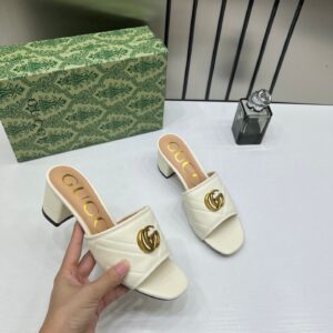 gucci gg marmont white mules sandal heel for women with og box and carry bag 2189 g white
