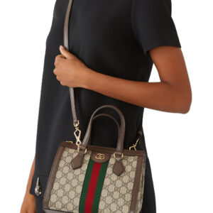 gucci ophidia gg small 2 way brown tote bag premium with og box dust cover & carry bag 547551 khakhi