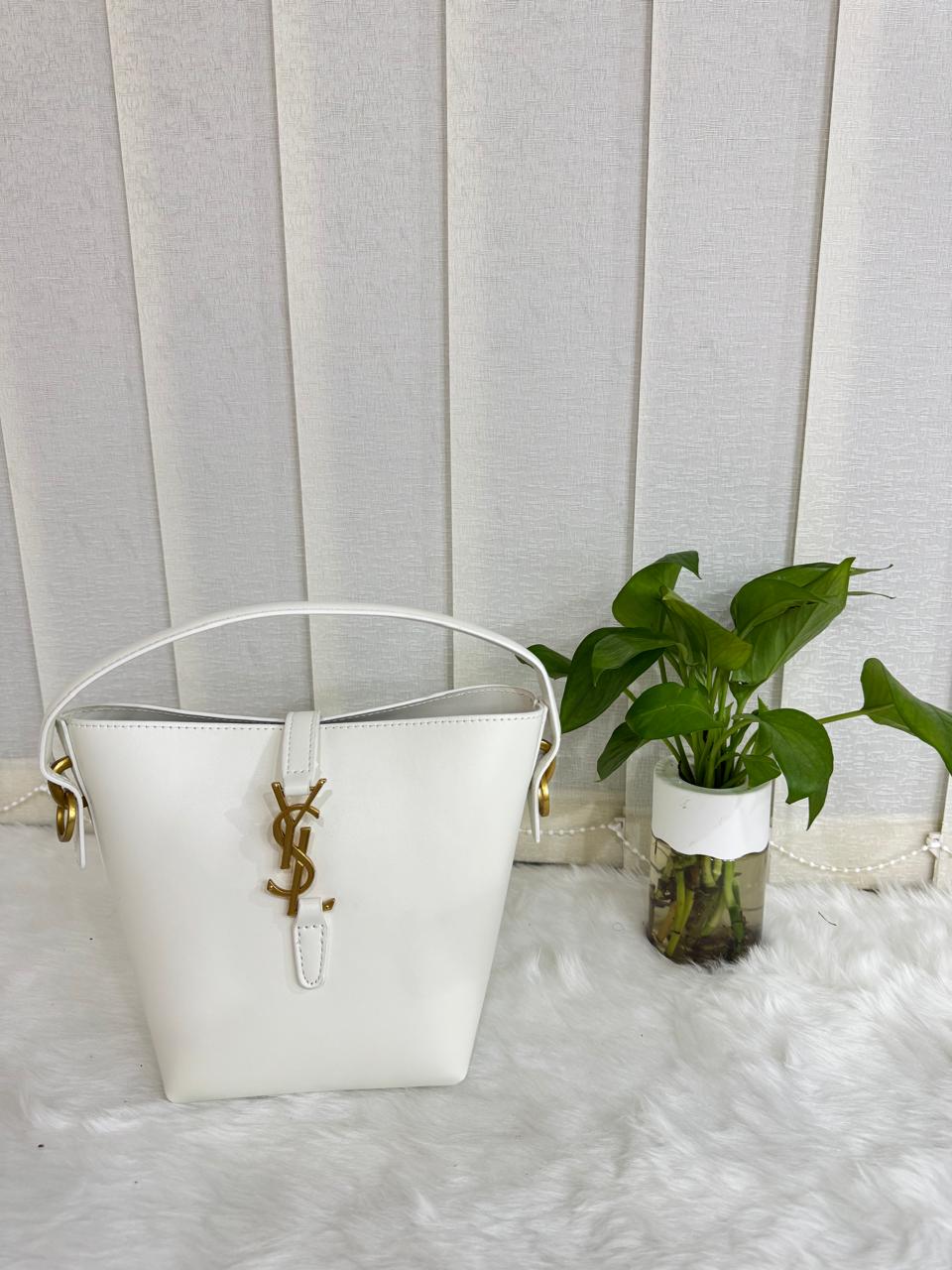 ysl saint laurent le 37 bucket bag white with og box dust cover & carry bag 8875 1 white ysl saint laurent le 37 bucket bag white with og box dust cover & carry bag 8875 1 white