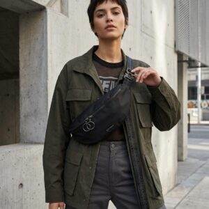 off white binder nylon waist fannypack track belt bag with dust bag (1955) black black sale