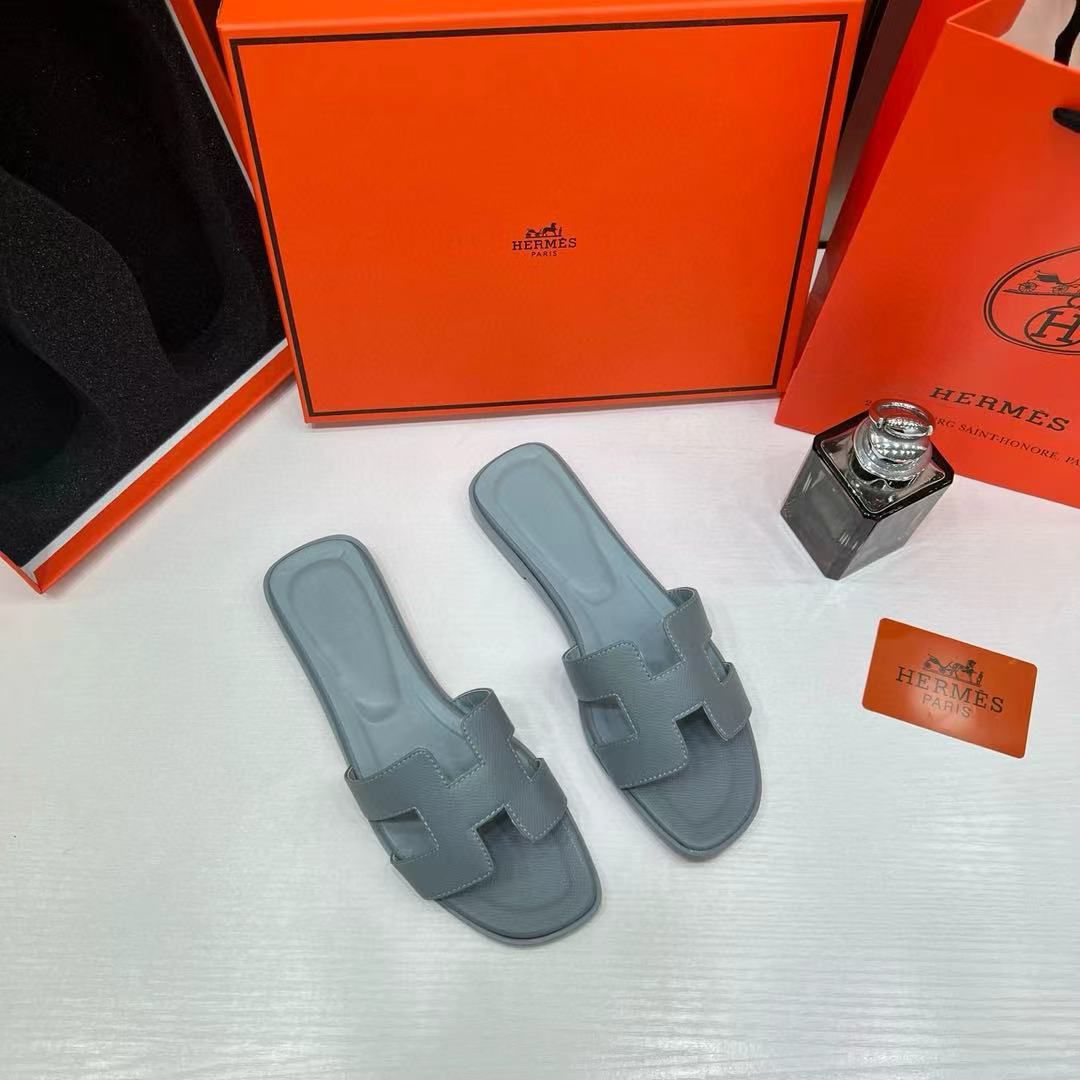 hermes paris oran flats for her with og box & carry bag blue slide h38 blue hermes paris oran flats for her with og box & carry bag blue slide h38 blue