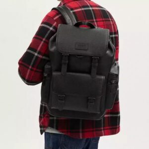 coach unisex rivington backpack black sprint leather with dust bag 059 black