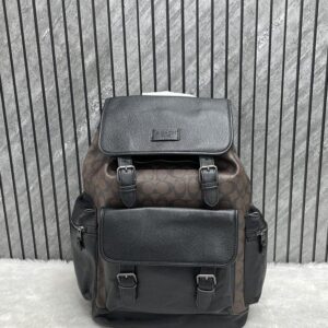 coach unisex rivington backpack coffee black sprint leather with dust bag 059 coffee black