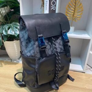 coach rivington backpack colorblock black black signature canvas unisex backpack with dust cover 058 1 black black
