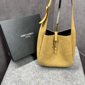 ysl saint laurent le 5 7 mini hobo textured leather apricot khakhi shoulder bag with og box dust cover & carry bag apricot khakhi 6090