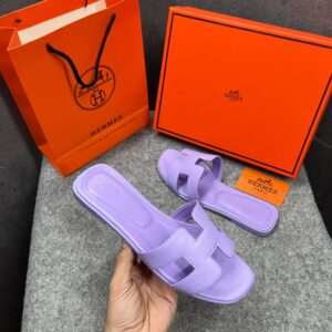 hermes paris oran flats for her with og box & carry bag light purple slide h38 light purple