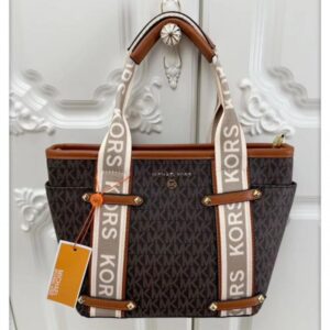  michael kors maeve medium size 33cm tote bag with dust bag(22109 brown brown)