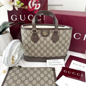 gucci ophidia gg supreme mini tote leather canvas bag with og box dust cover 8358