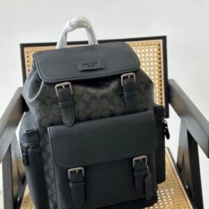 coach unisex rivington backpack black black sprint leather with dust bag 059 black black