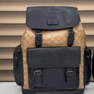 coach unisex rivington backpack apricot black leather with dust bag 059 apricot black