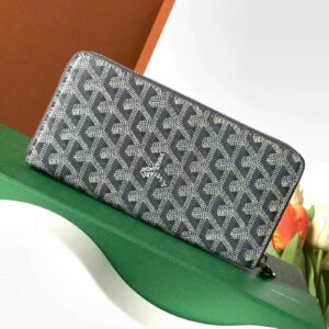 goyard gm matignon continental zip wallet grey goyardine coated canvas with og box grey 60017