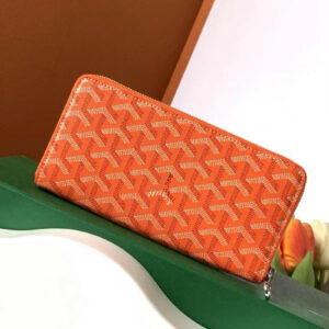 goyard gm matignon continental zip wallet orange goyardine coated canvas with og box orange 60017