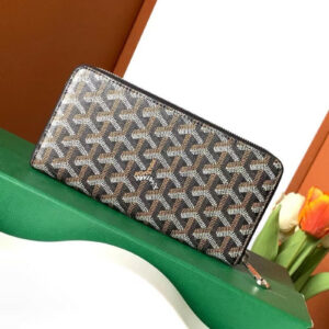 goyard gm matignon continental zip wallet black goyardine coated canvas with og box black 60017