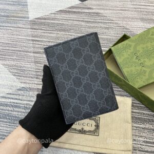 gucci gg supreme emblem black passport case canvas leather with og box g103