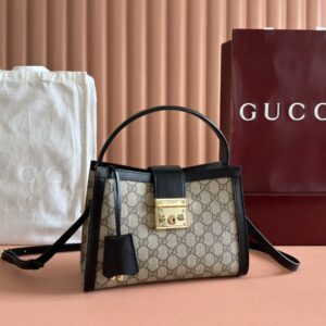 gucci padlock medium top handle bag with og box dust cover beige black 838992