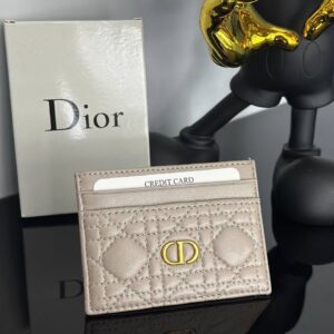 christian dior caro freesia card holder case wallet gray with dust cover box a5130 graygrey