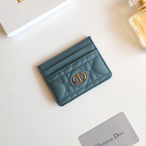 christian dior caro freesia card holder case wallet haze blue with dust cover box a5130 haze blue