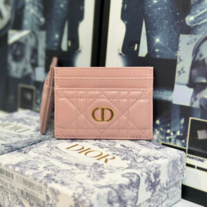 christian dior caro freesia card holder case wallet pink with dust cover box a5130 pink
