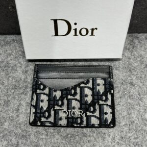 dior oblique jacquard card holder case wallet black with og box
