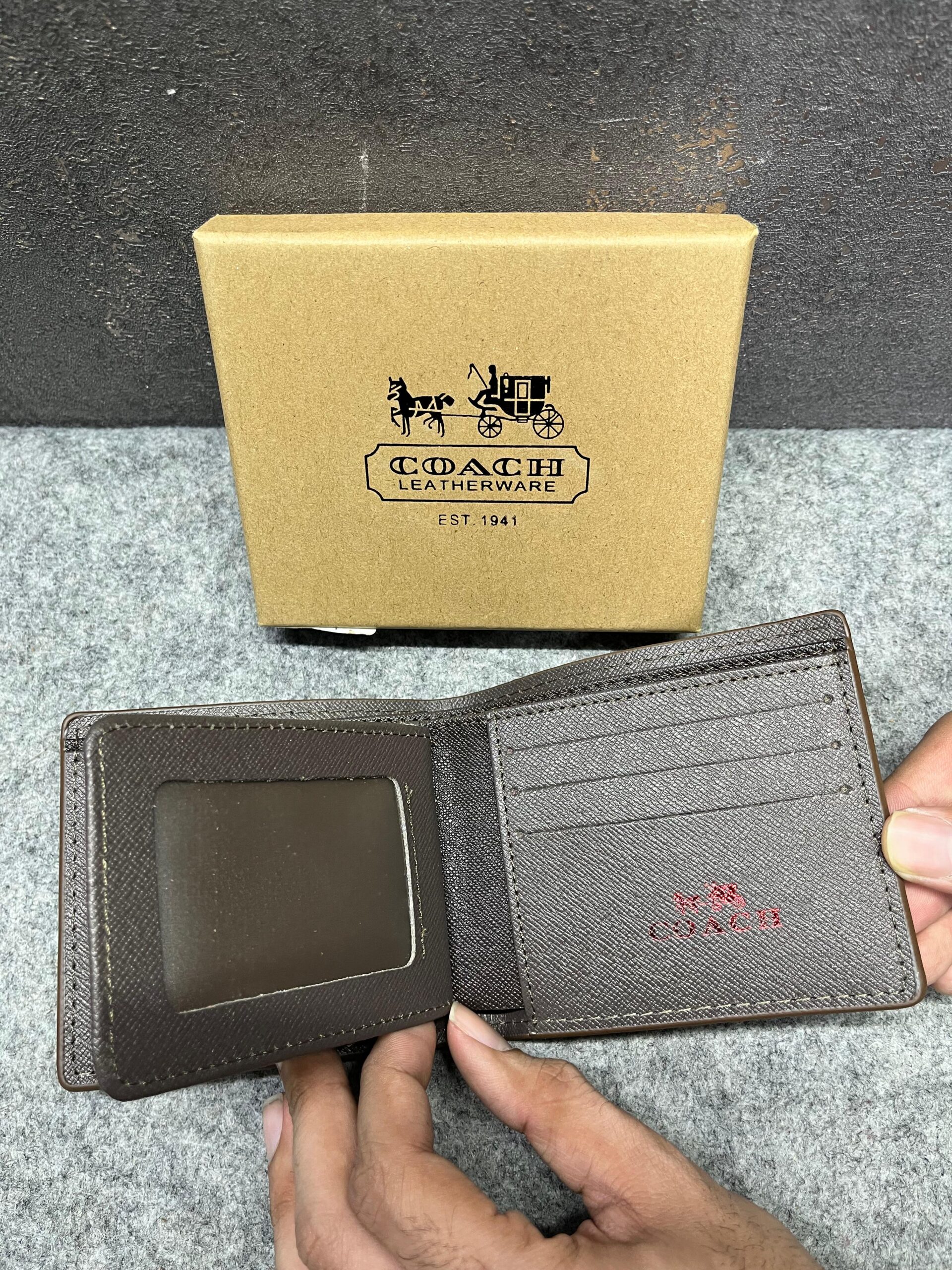coach signature canvas billfold wallet with og box l coffee 60223 coach signature canvas billfold wallet with og box l coffee 60223
