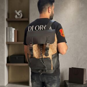 coach rivington backpack apricot black signature canvas unisex backpack with dust cover 058 apricot black