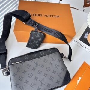 louis vuitton lv m45320 virgil abloh trio messenger multi crossbody bag with og box & dust bag (grey)