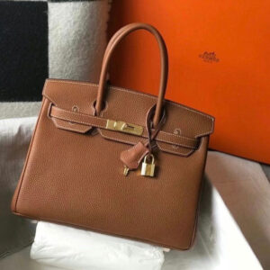 hermes birkin 30cm caviar leather bag with dust cover lock key brown
