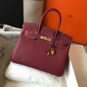 hermes birkin 30cm caviar leather bag with dust cover lock key wine