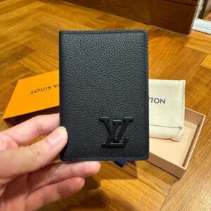 louis vuitton lv black leather card case wallet m69979 black hardware