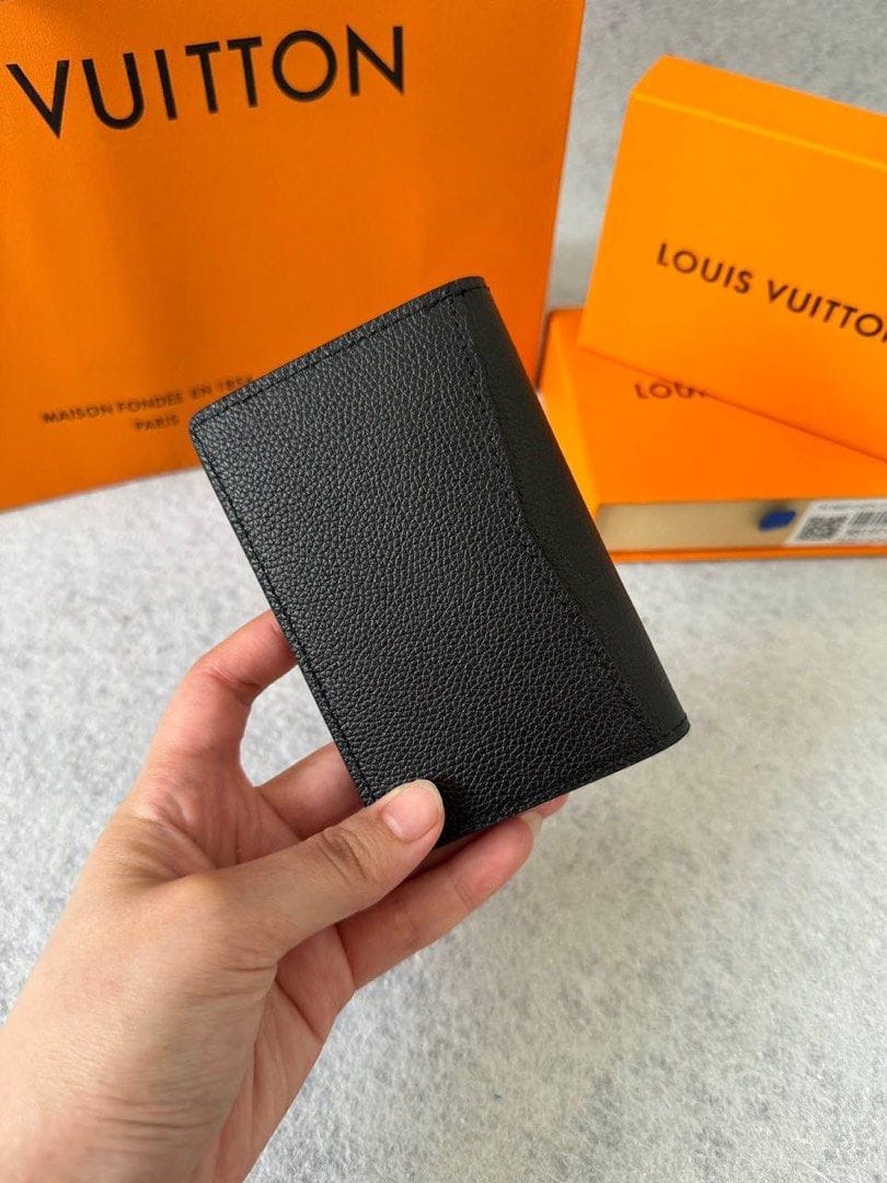 louis vuitton lv black leather card case wallet m69979 black hardware louis vuitton lv black leather card case wallet m69979 black hardware