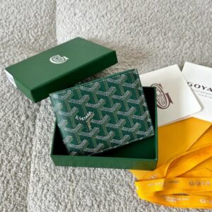 goyar.d gy saint florentin leather green wallet with og box & dust bag 802 green